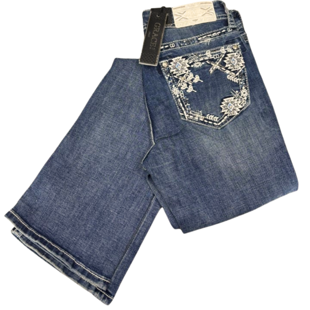 Grace In LA Womens Jean | Gio Print Embroided