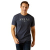 Ariat Mens T-Shirt | Black &amp; White Logo | Navy Heather