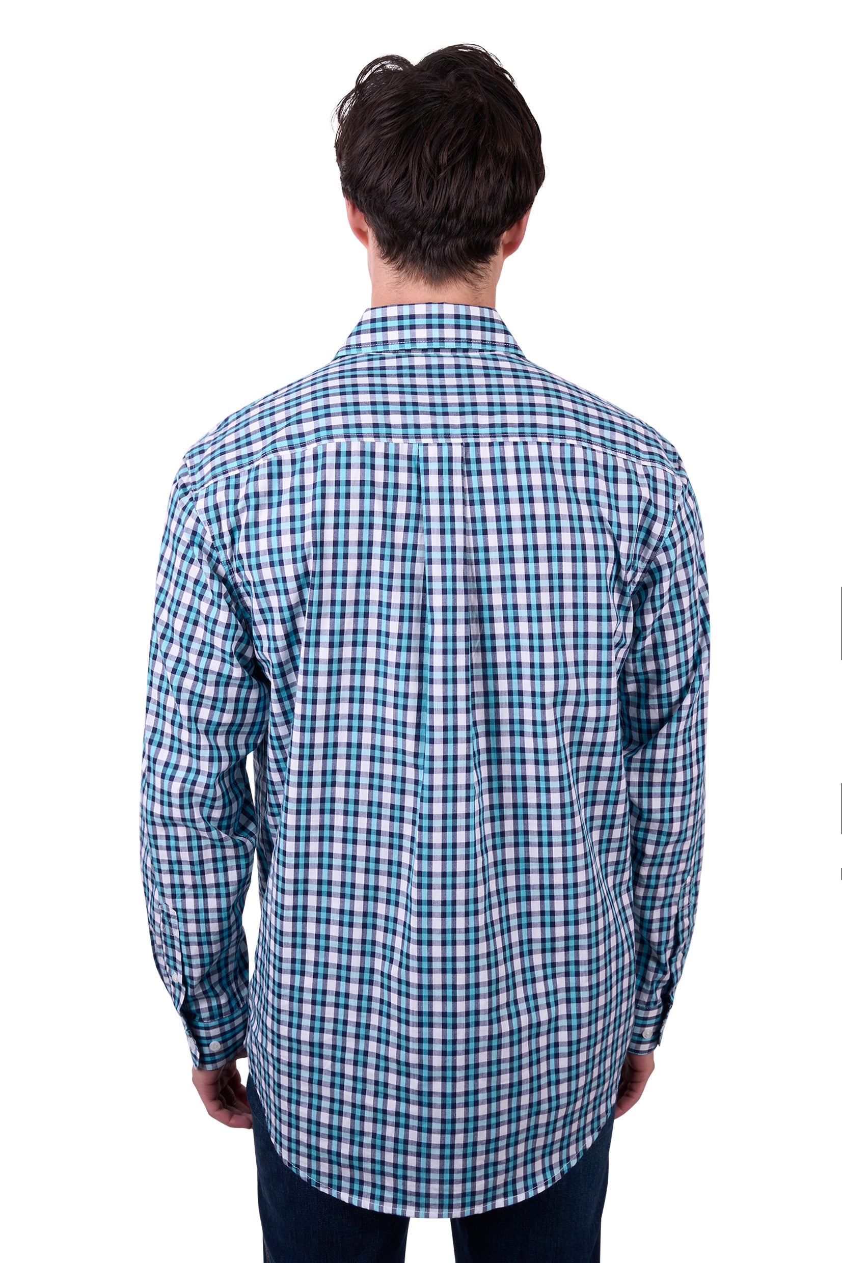 Hard Slog Mens Shirt | Rui Half Placket | Teal / Navy