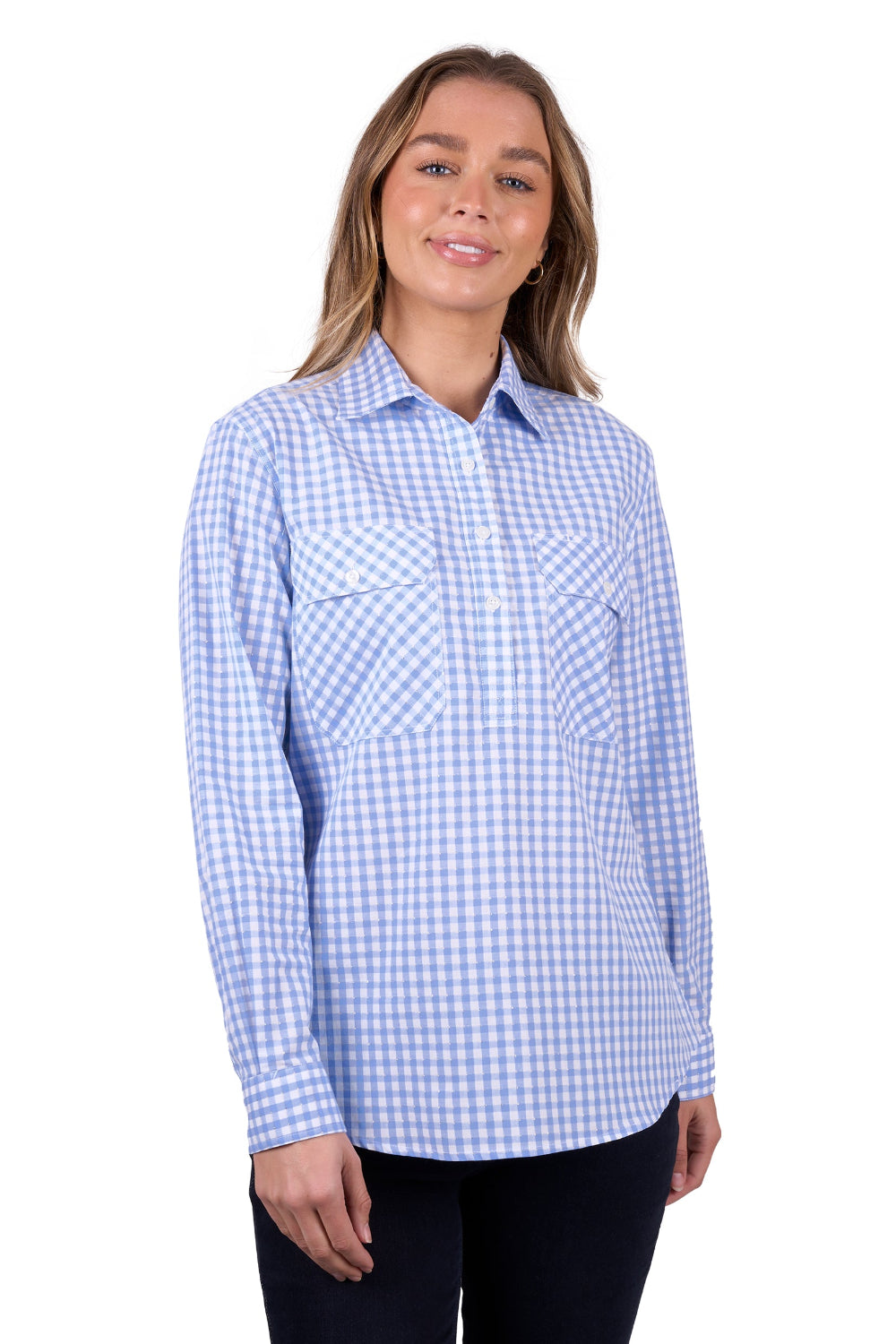 Hard Slog Womens Shirt | Rux Half Placket | Blue