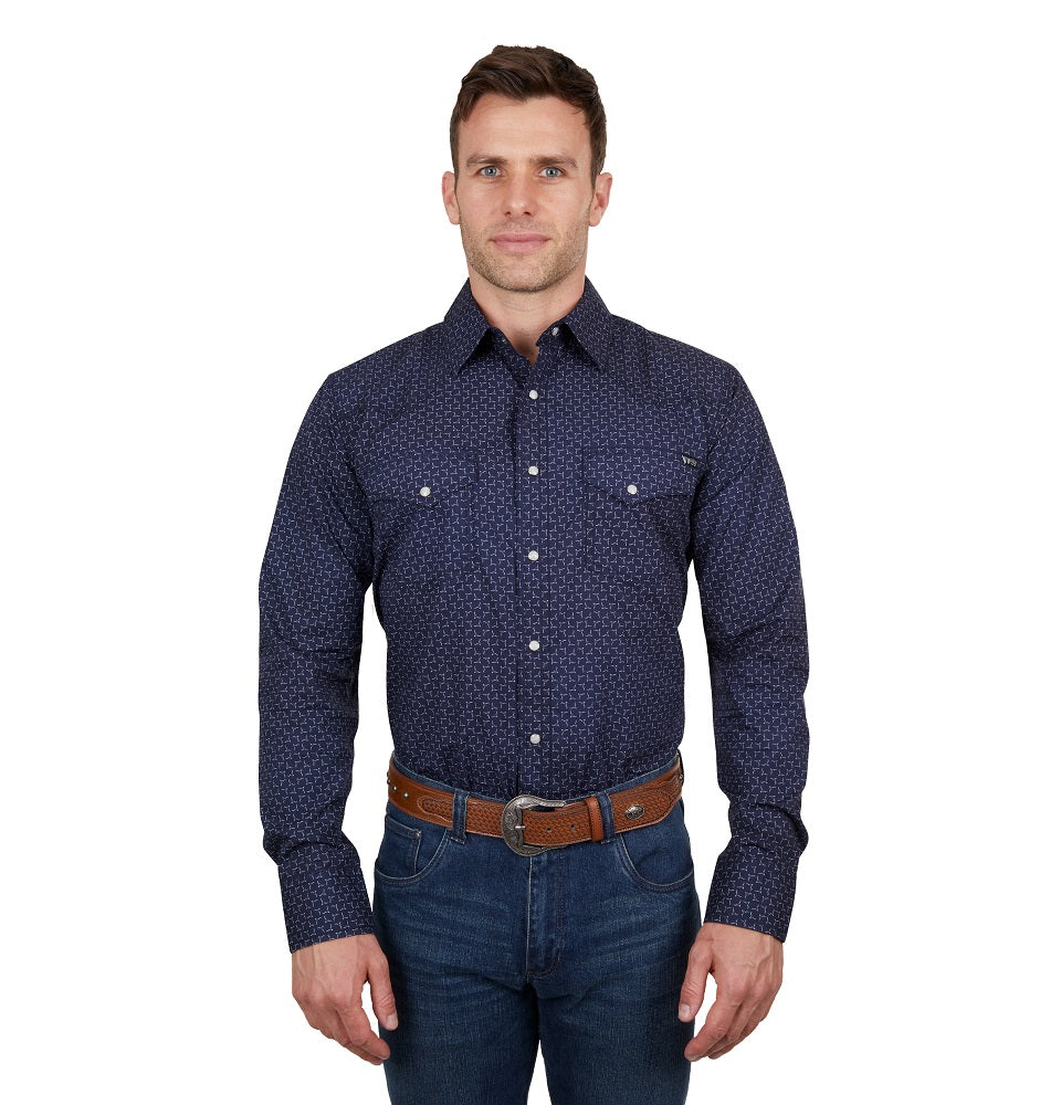 Pure Western Mens Shirt | Jett | Navy / White
