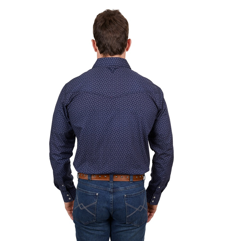 Pure Western Mens Shirt | Jett | Navy / White
