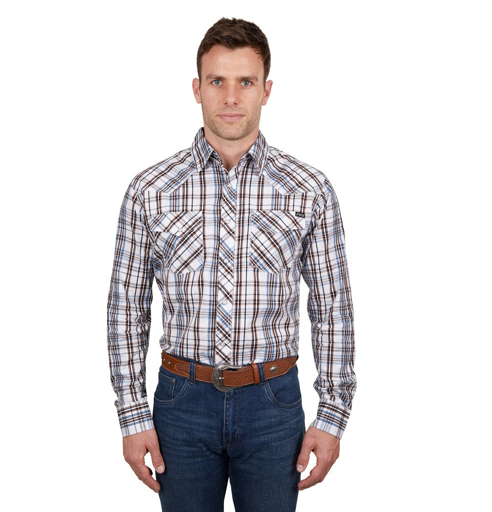 Pure Western Mens Shirt | Evan | White / Tan
