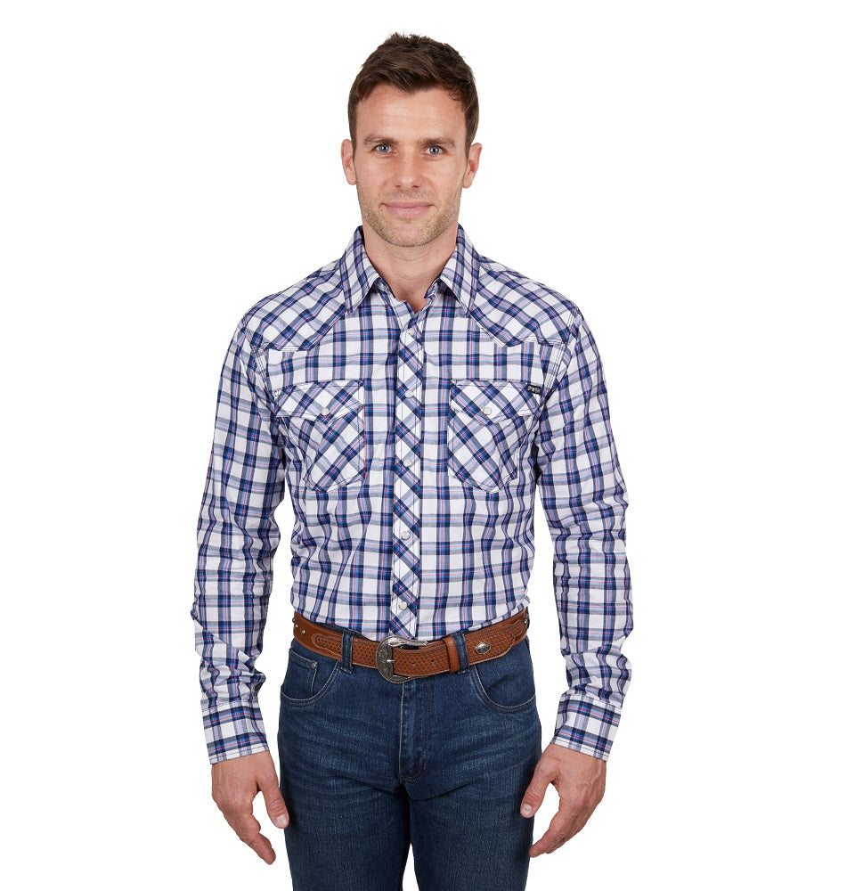 Pure Western Mens Shirt | Alec | Navy / Red
