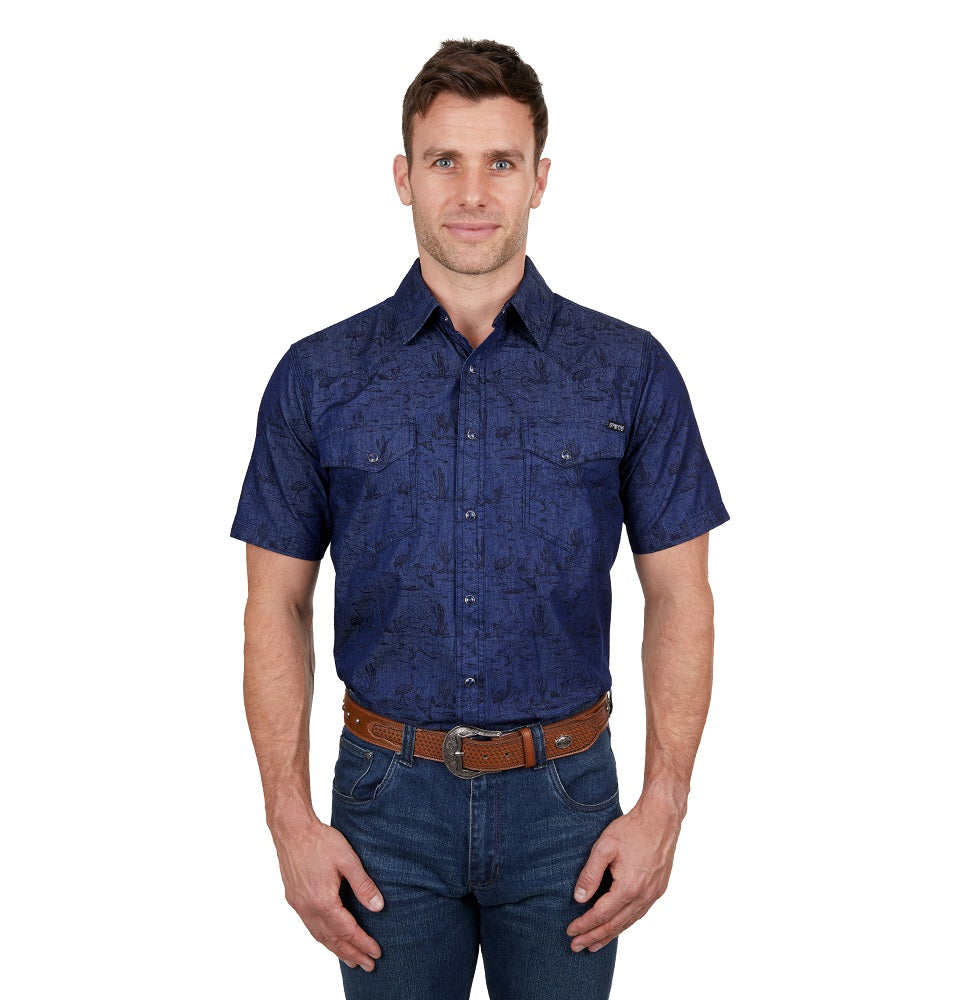 Pure Western Mens Shirt | Drew | Denim
