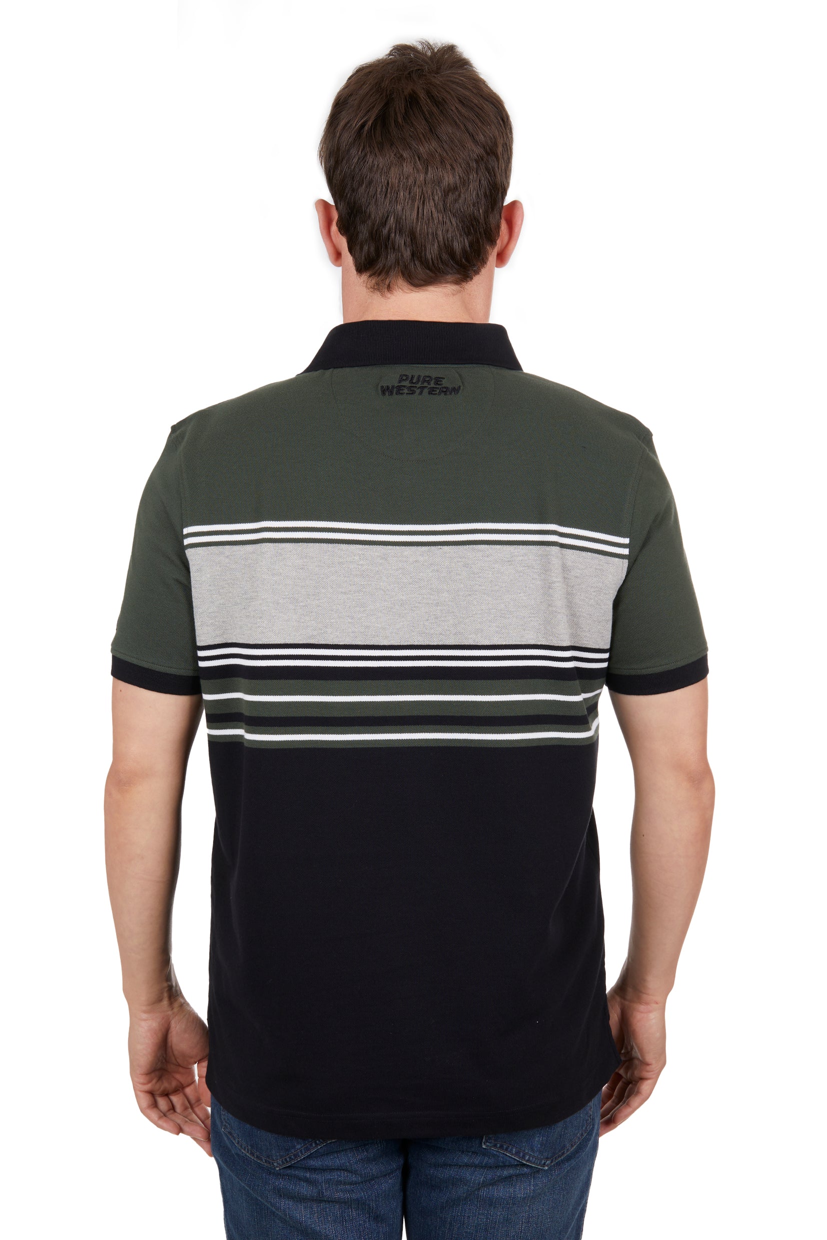 Pure Western Mens Polo | Beck | Black / Green