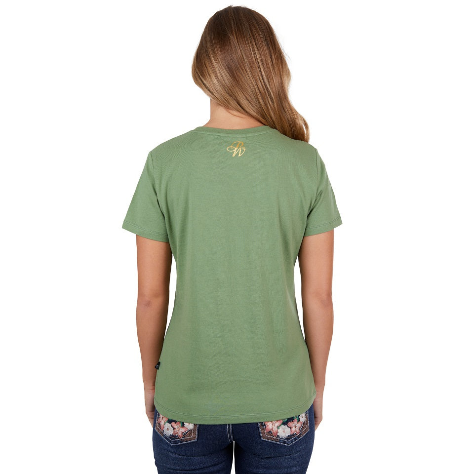 Pure Western Womens T-Shirt | Lauren | Moss
