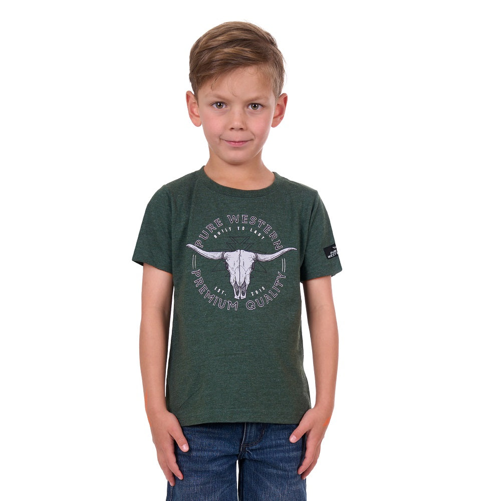 Pure Western Boys T-Shirt | Enzo | Green Marle
