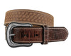 Roper Mens Belt | Basketweave with Croc Emboss | Brown