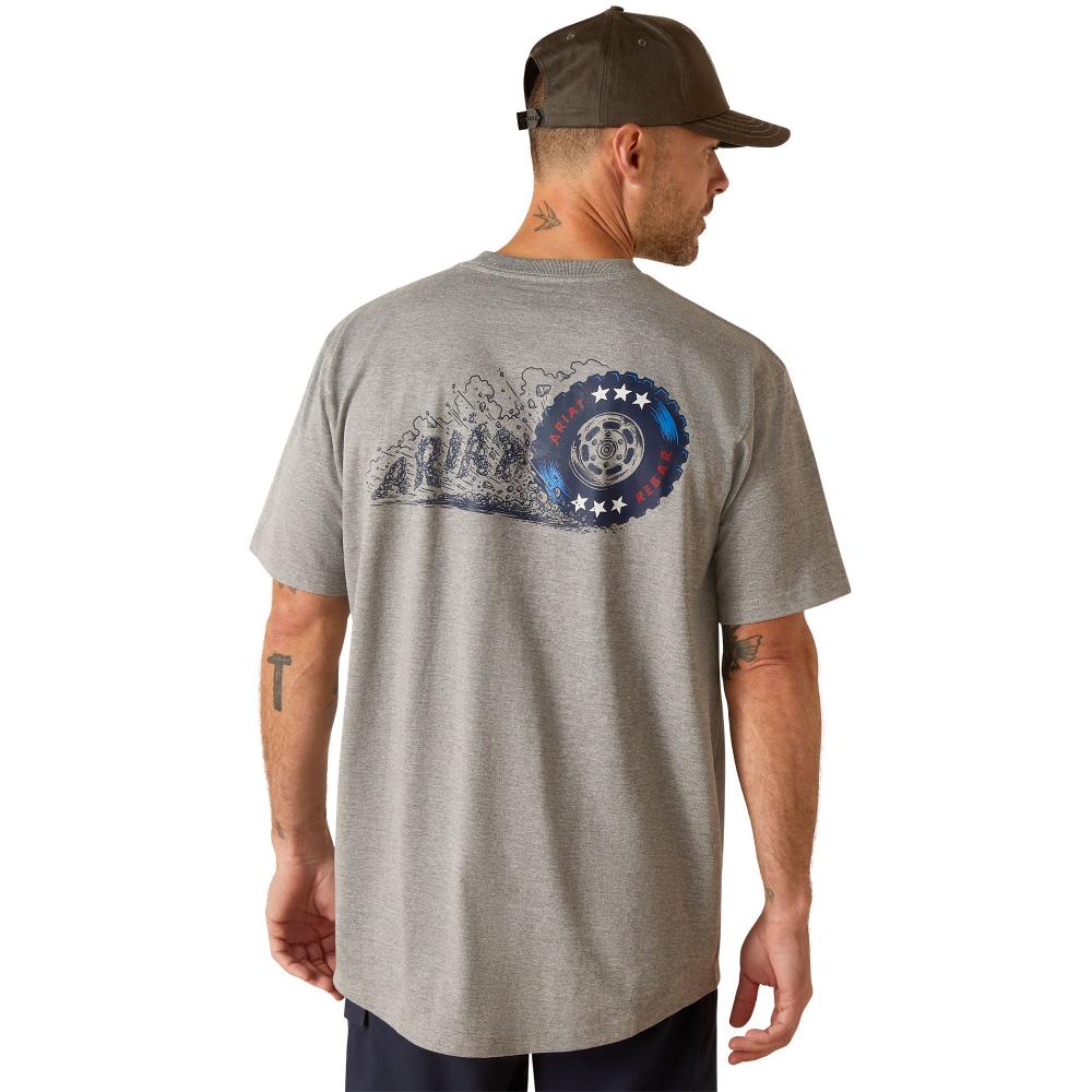 Ariat Mens T-Shirt | Burning Rubber | Heather Grey