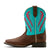 Ariat Kids Western Boots | Quickdraw Ventek | Rich Clay / Turqouise Floral Emboss