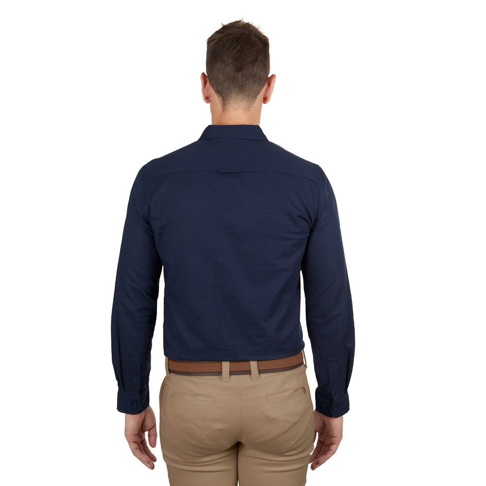 Thomas Cook Mens Shirt | Linen Tailored Long Sleeve | Navy
