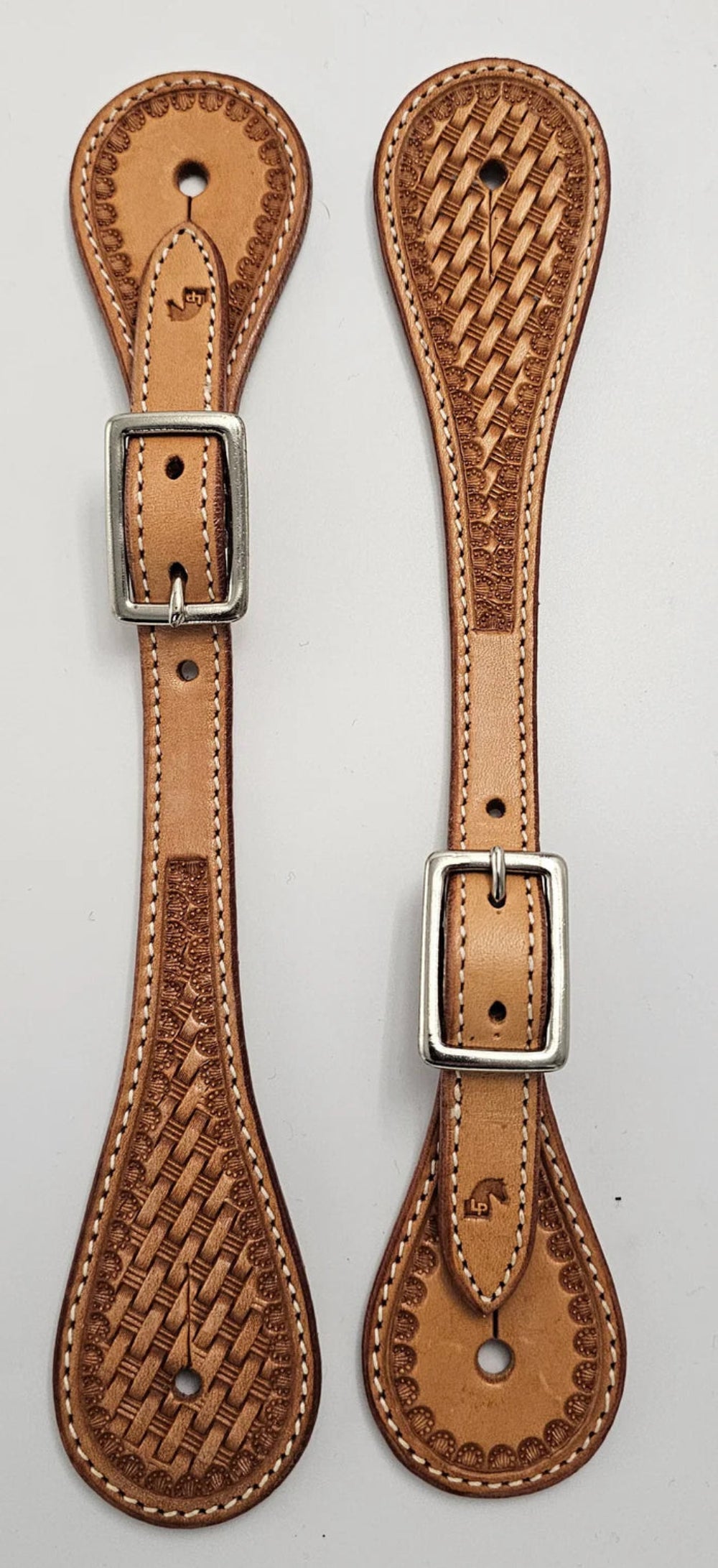 Toprail Spur Strap | Straight | Basket Stamped