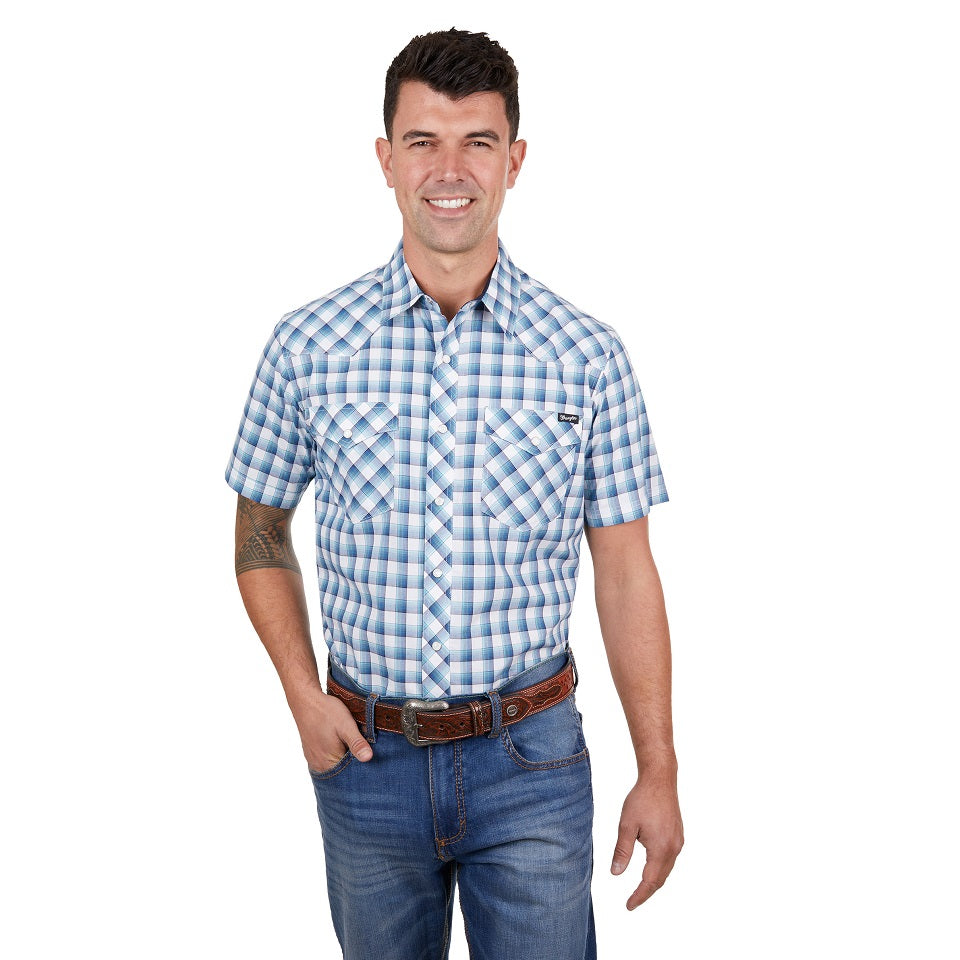 Wrangler Mens Shirt | Dane | Short Sleeve | Navy / Blue
