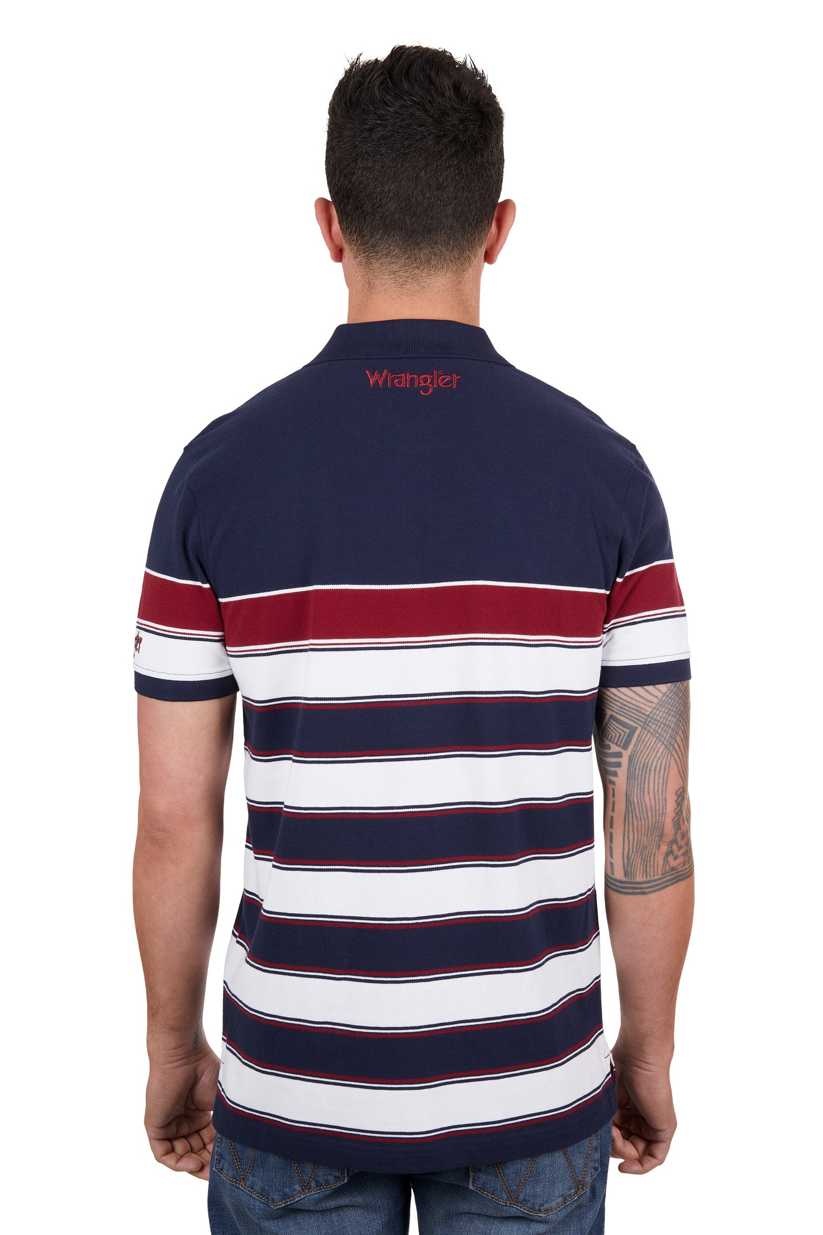 Wrangler Mens Polo Shirt | Dion | One Pocket | Red / Navy
