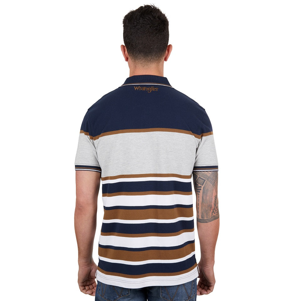 Wrangler Mens Polo Shirt | Nash | Navy / Tan
