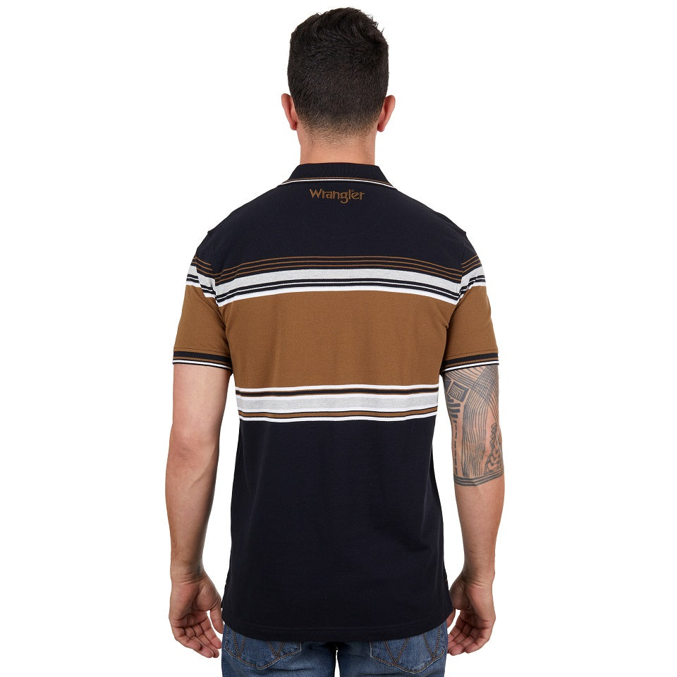 Wrangler Mens Polo Shirt | Kane | Black / Tan
